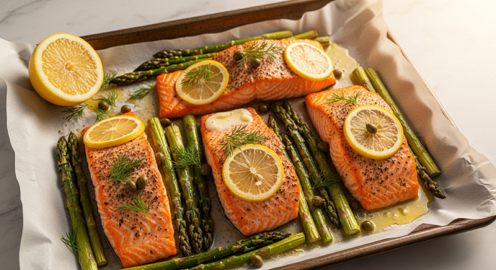 Salmon and Asparagus Traybake